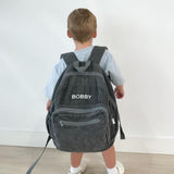 Corduroy Backpack - Charcoal backpack soll. the label