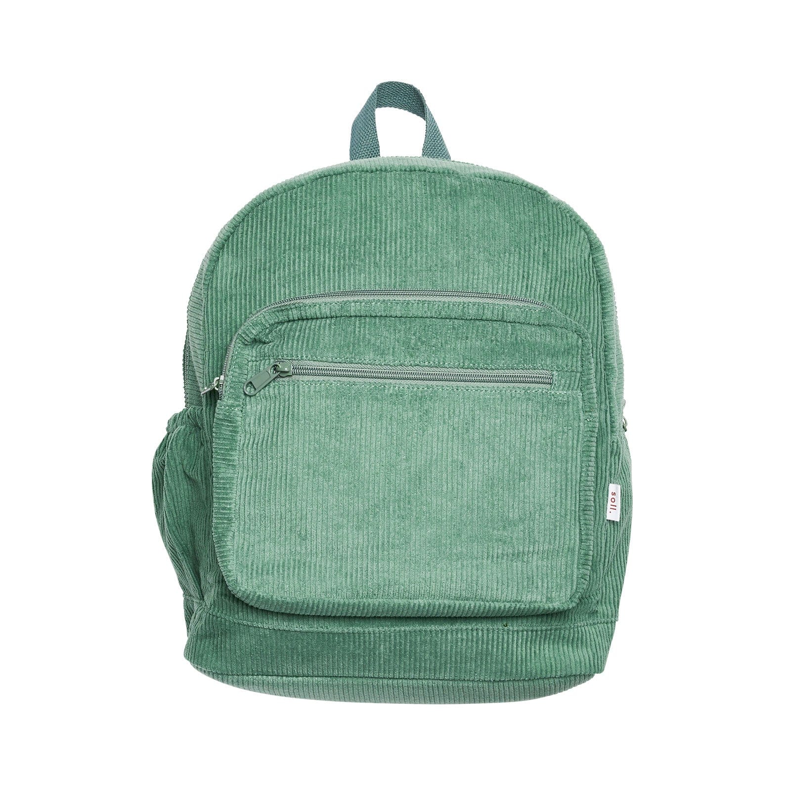 Corduroy Backpack - Dark Sage backpack soll. the label