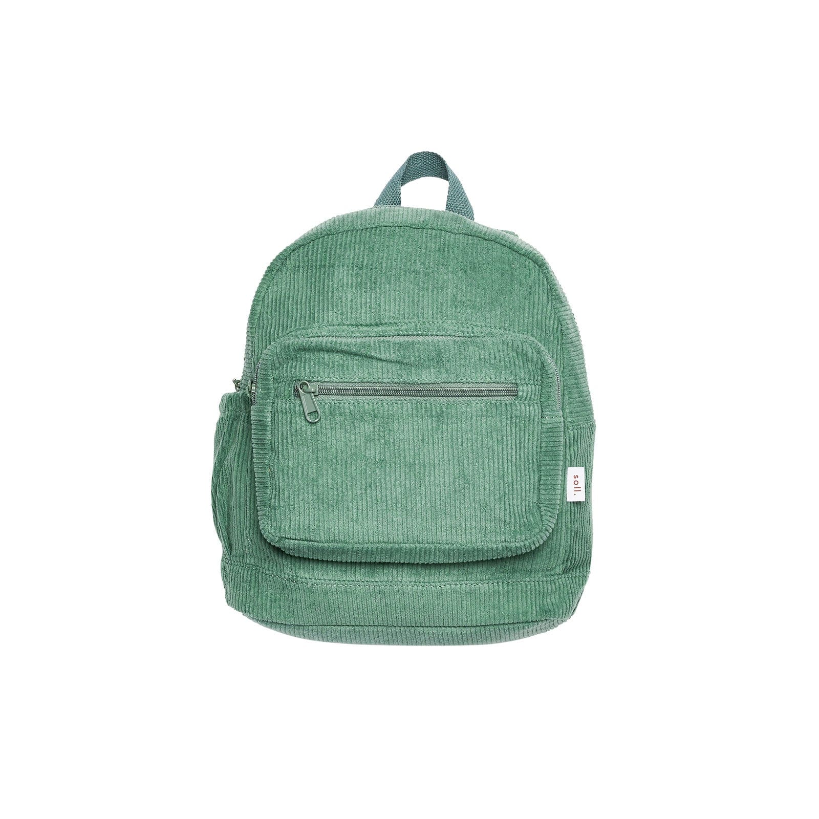 Corduroy Backpack - Dark Sage backpack soll. the label