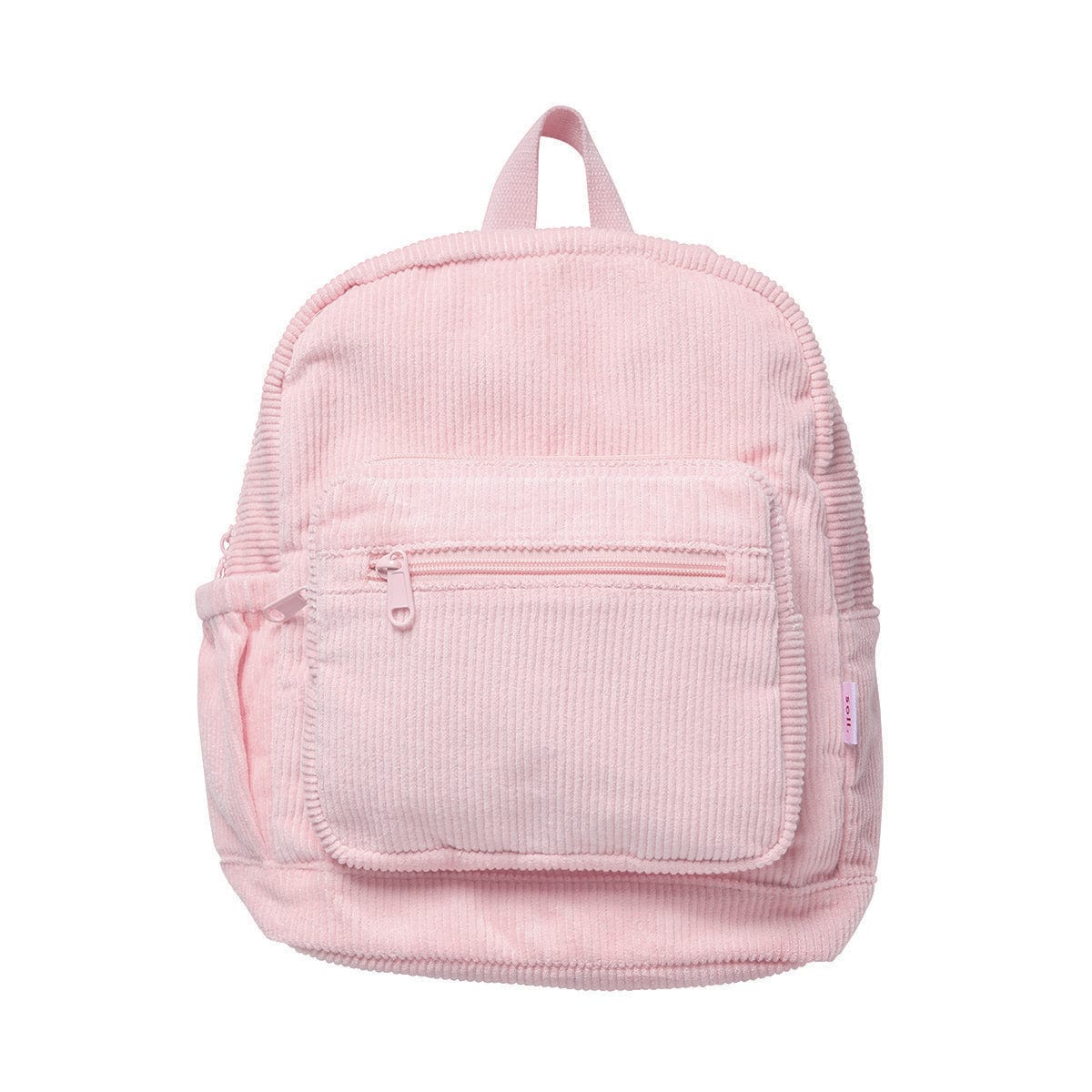 Corduroy Backpack - Fairy Floss Pink backpack soll. the label