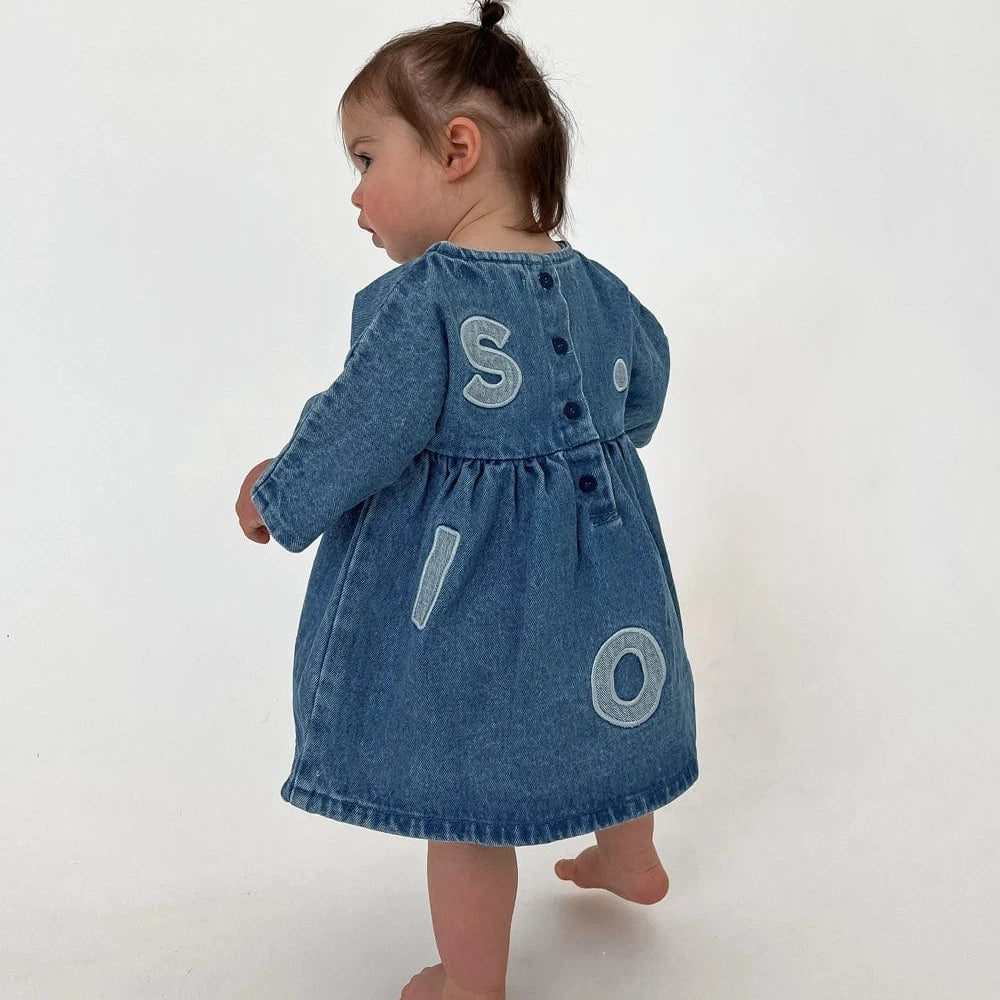 Kids Soll Denim Sleeve Dress denim soll. the label