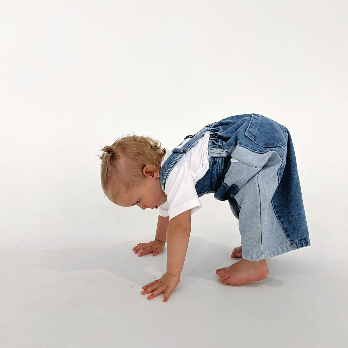 Kids Two-Tone Denim Overalls denim soll. the label