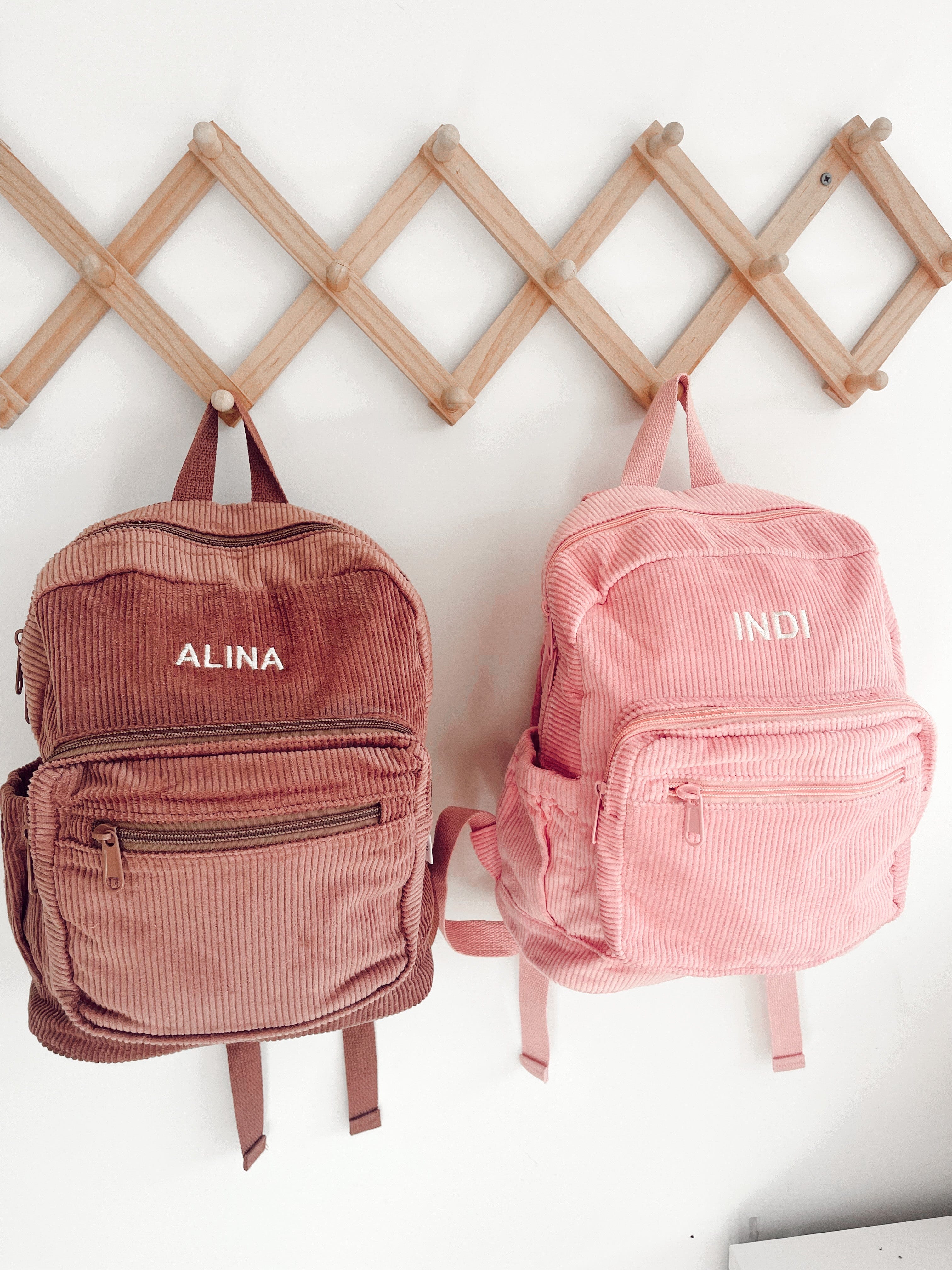 Corduroy Backpack - Pink backpack soll. the label