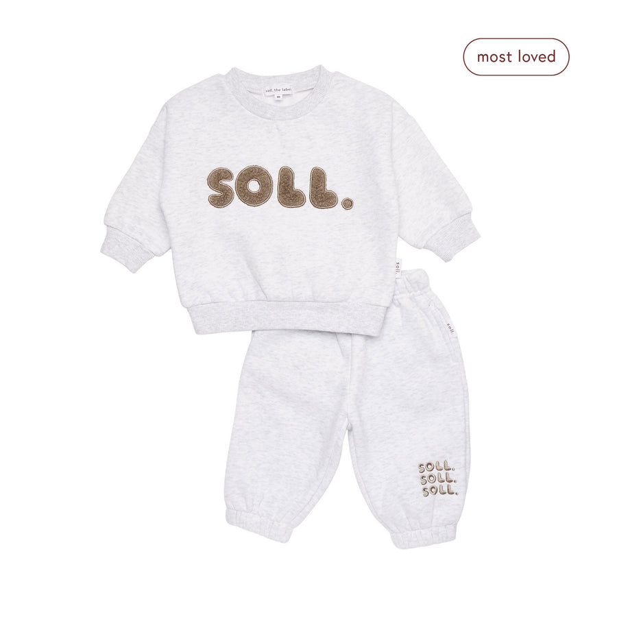 Kids Wooley Soll Fleece Set - Grey/Mocha