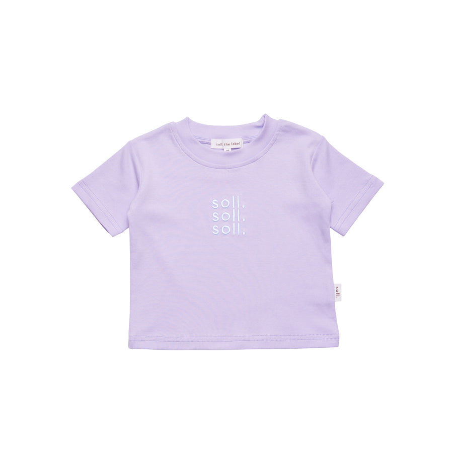 Kids Soll Embroidered Tee - Lilac
