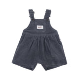 Corduroy Short Overalls - Charcoal
