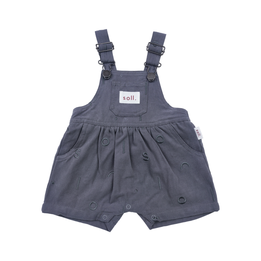 Soll Pattern Short Overall - Charcoal