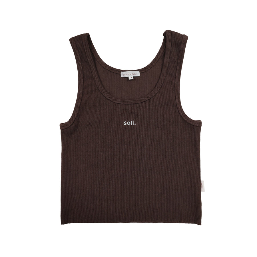Adults Ribbed Singlet - Chocolate