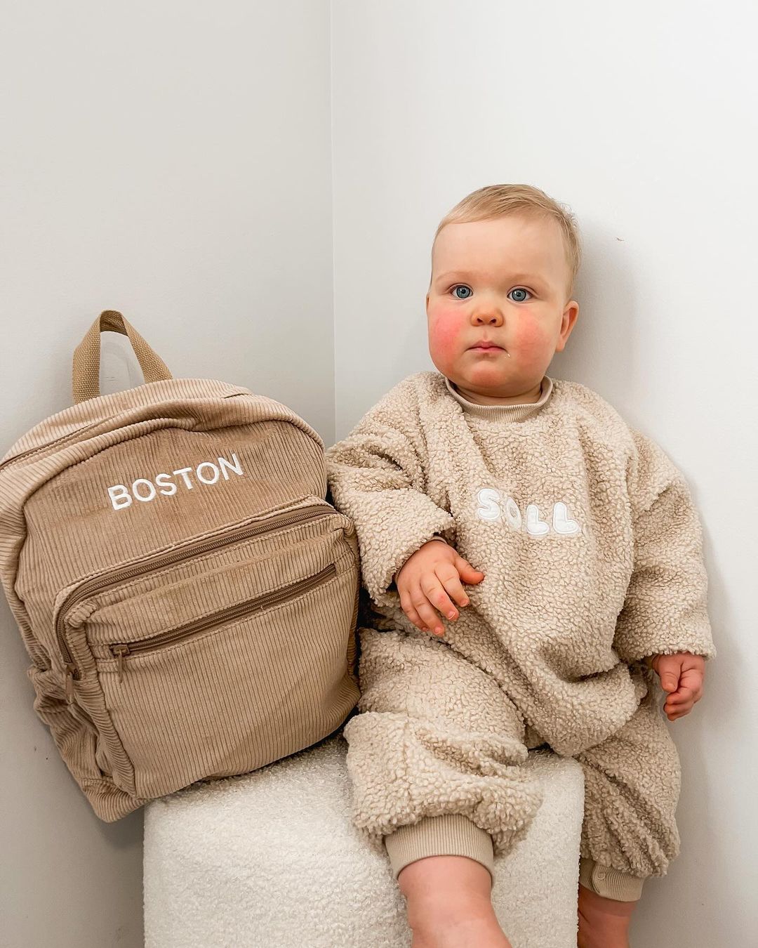 Kids Camel Corduroy Backpack