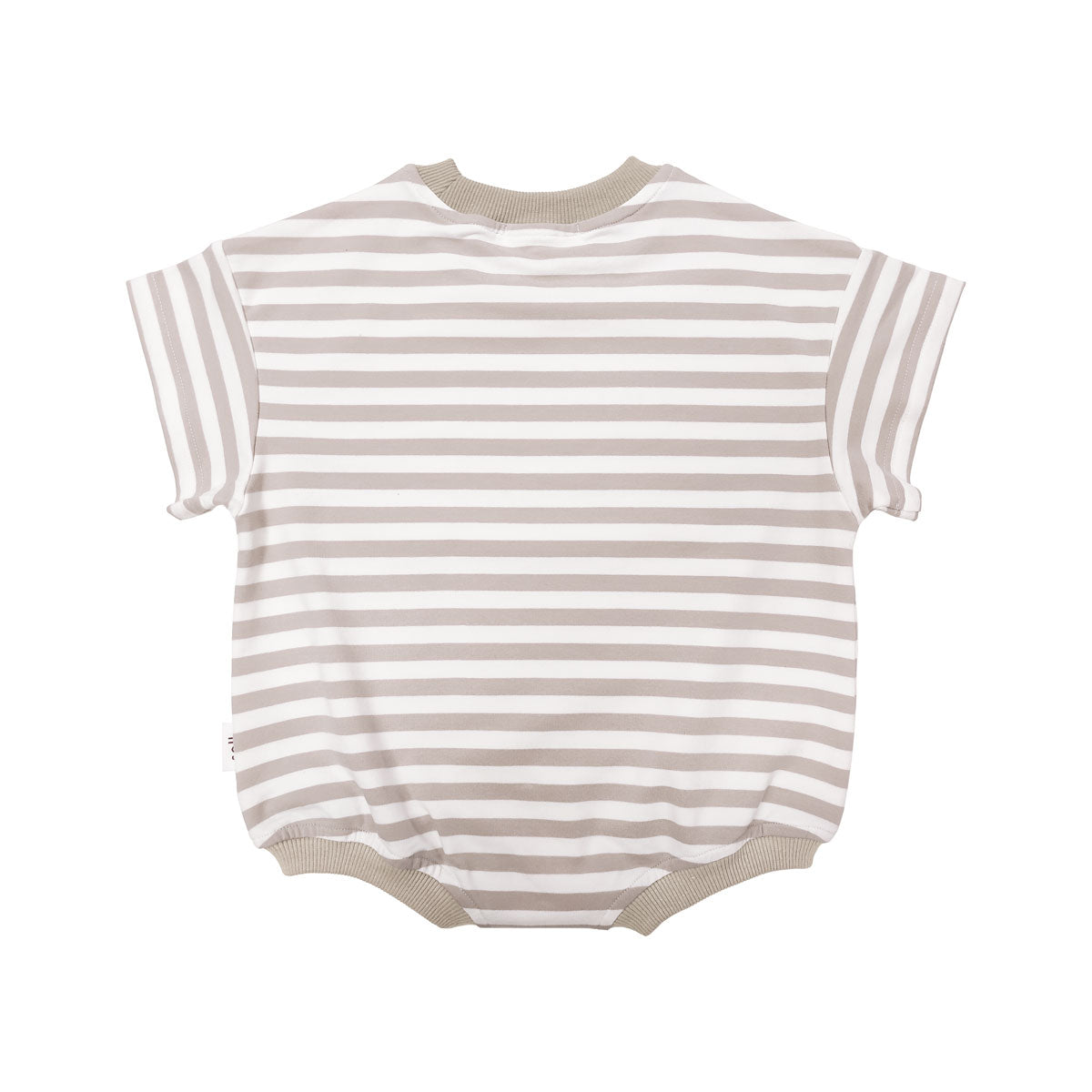 Kids Stretch Cotton Stripe Romper in Oat Back