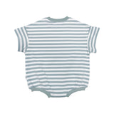 Kids Stretch Cotton Stripe Romper in Sage Back