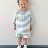Kids Stretch Cotton Stripe Set - Sage