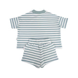 Kids Stretch Cotton Stripe Set - Sage Back