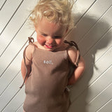 Kids Waffle Dress - Latte