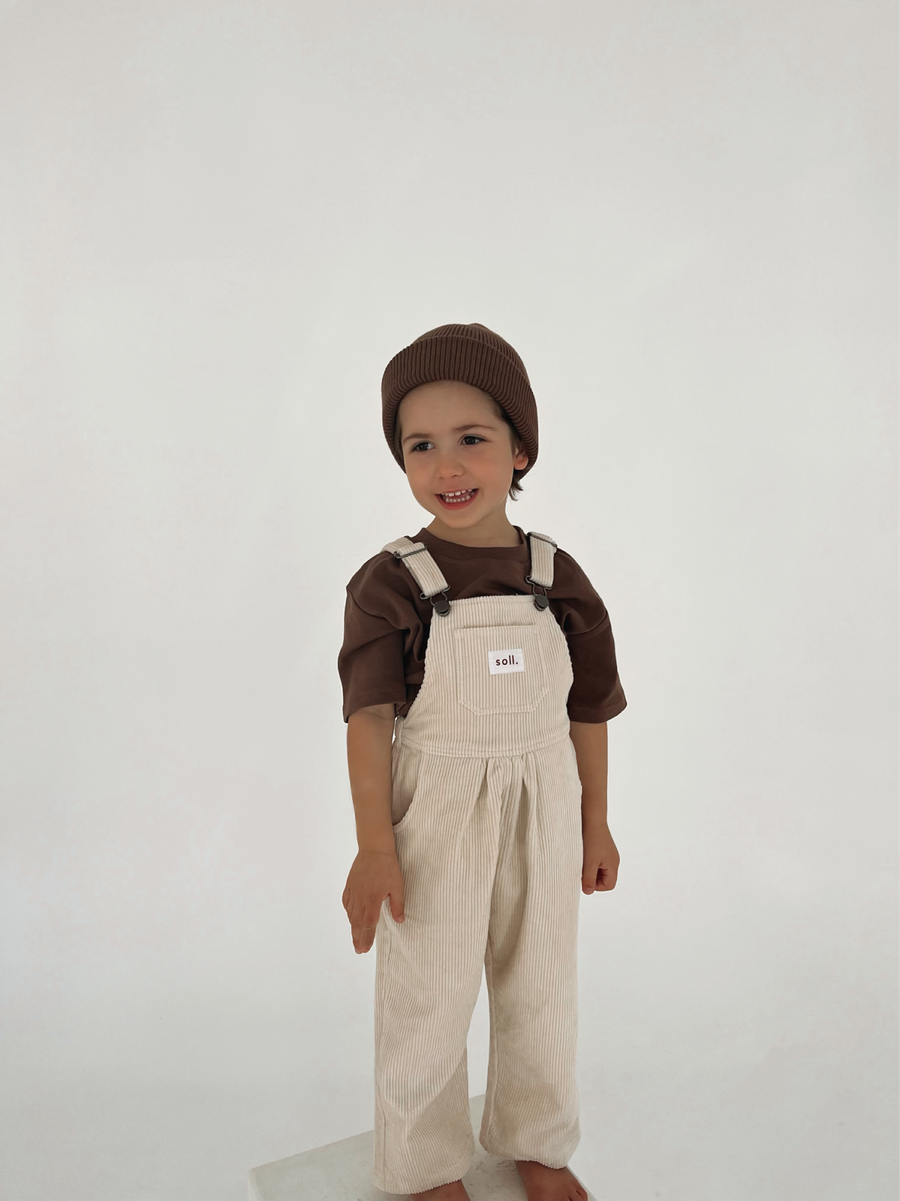 Corduroy Soll Overalls - Cream