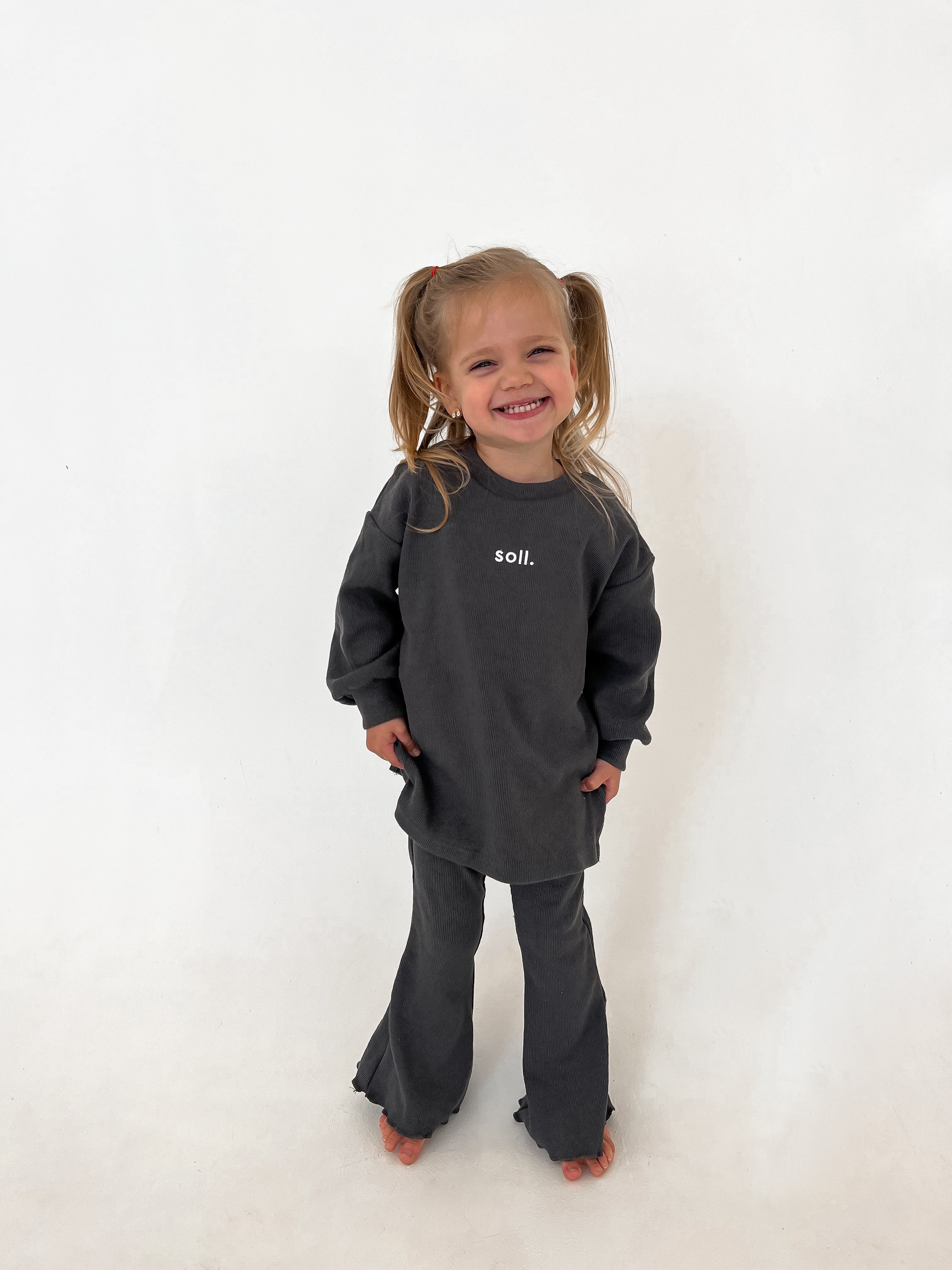 Ribbed Flares - Charcoal Lifestyle