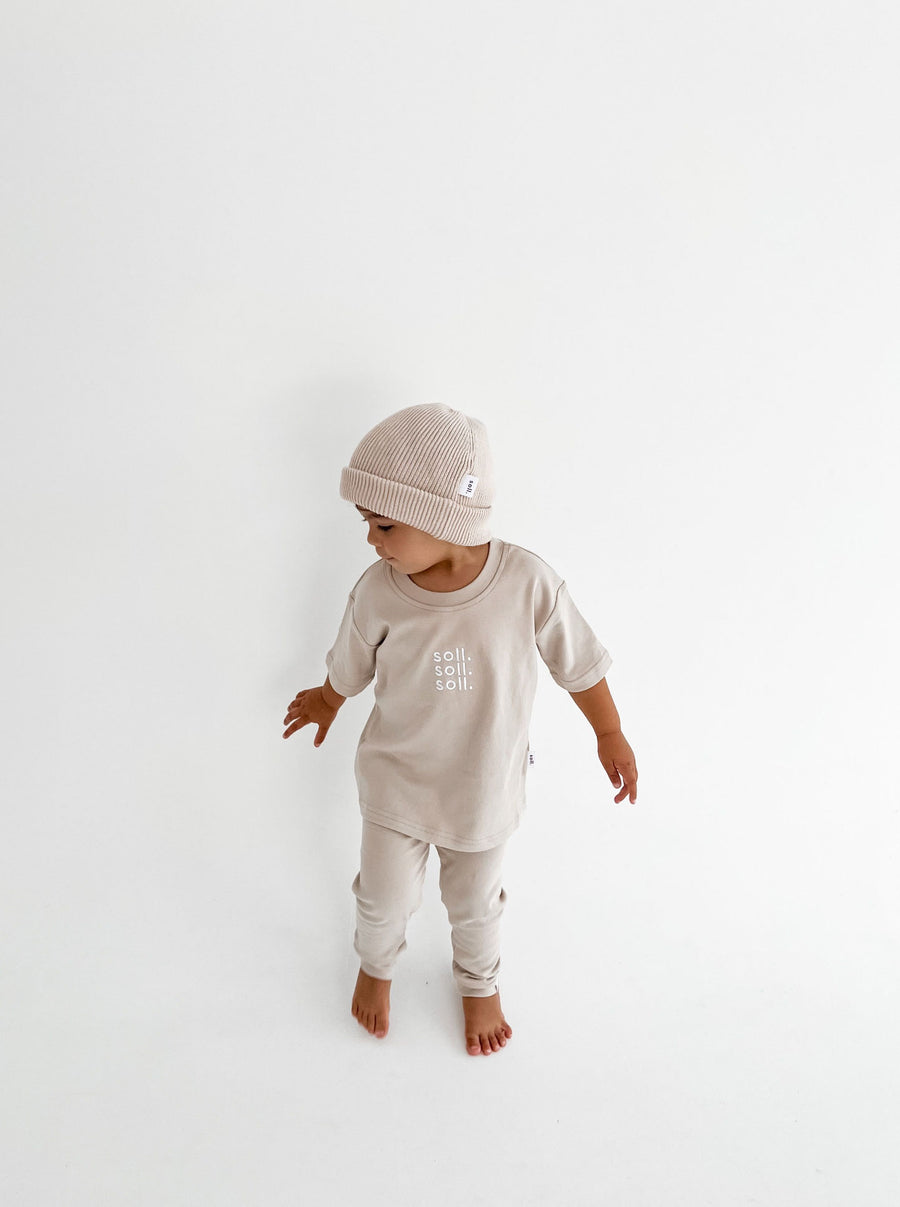 Kids Soll Embroidered Tee - Oat