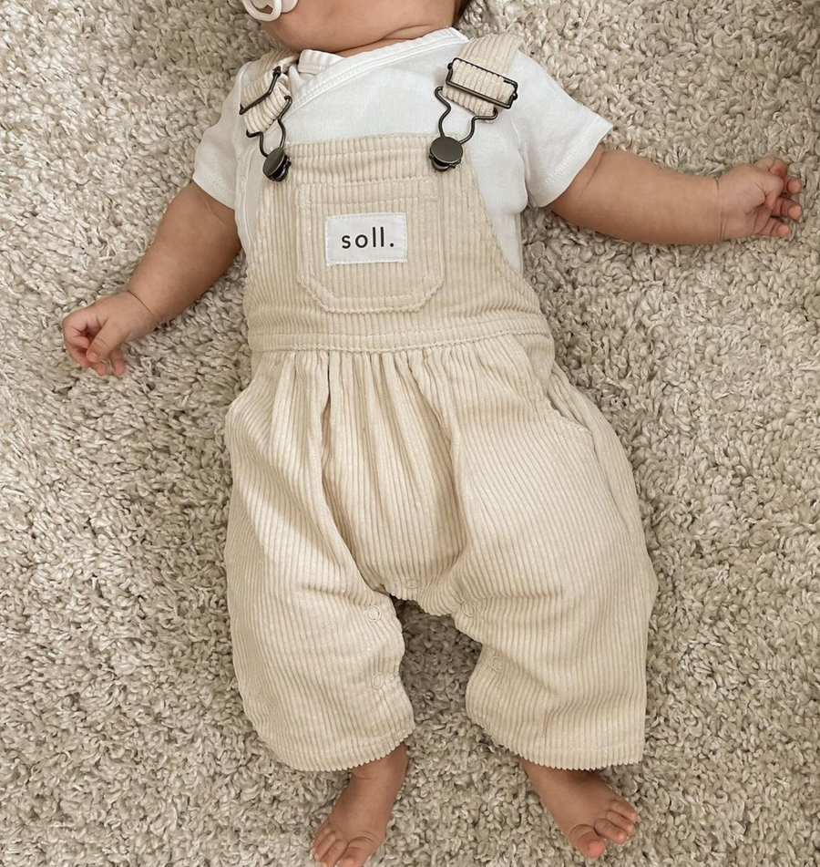 Corduroy Soll Overalls - Cream