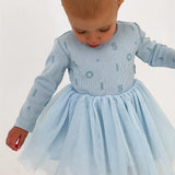 Ribbed Long Sleeve Tutu - Blue