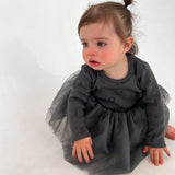 Ribbed Long Sleeve Tutu - Charcoal