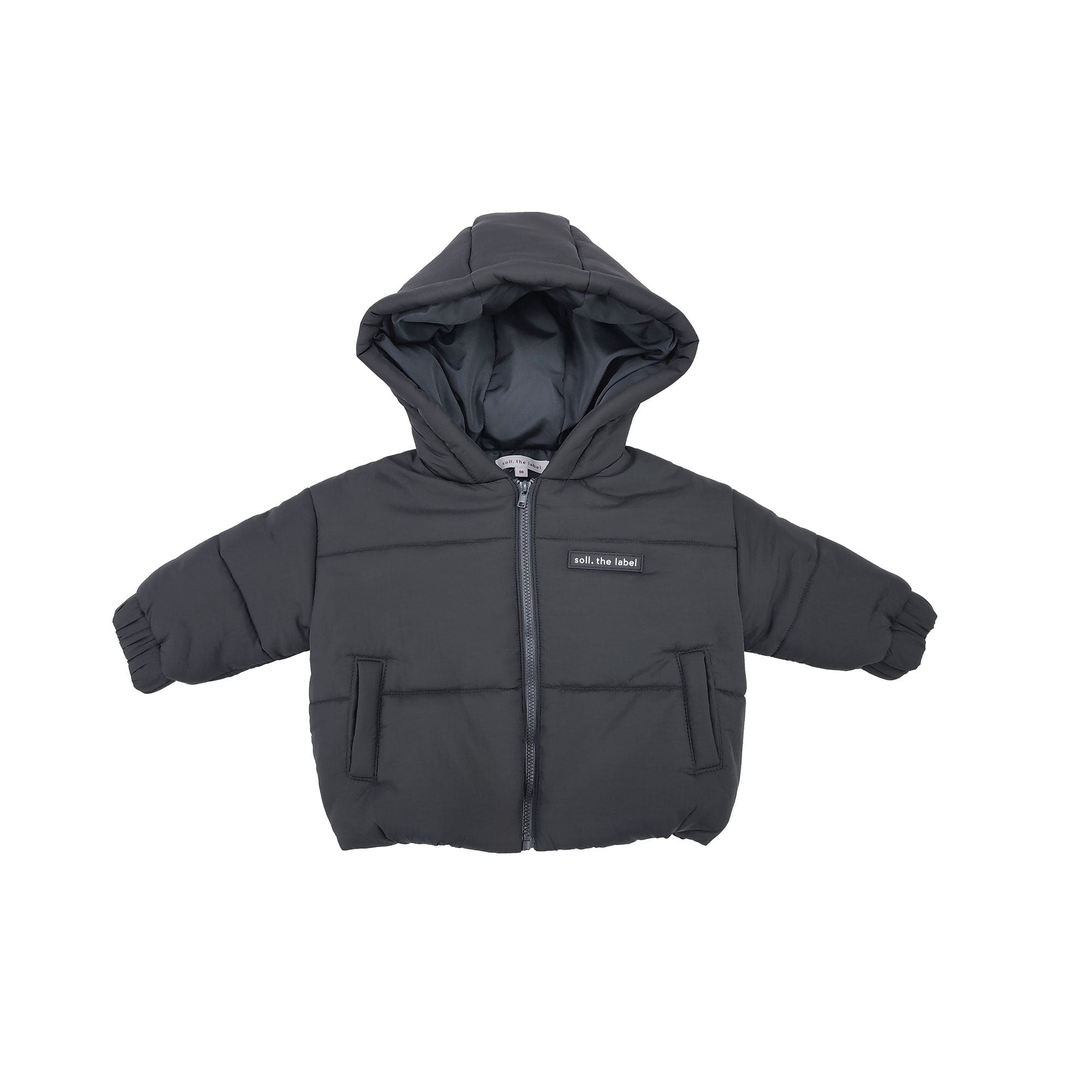 AW01 Hooded Puffer Jacket - Charcoal Autumn Winter 24 soll. the label