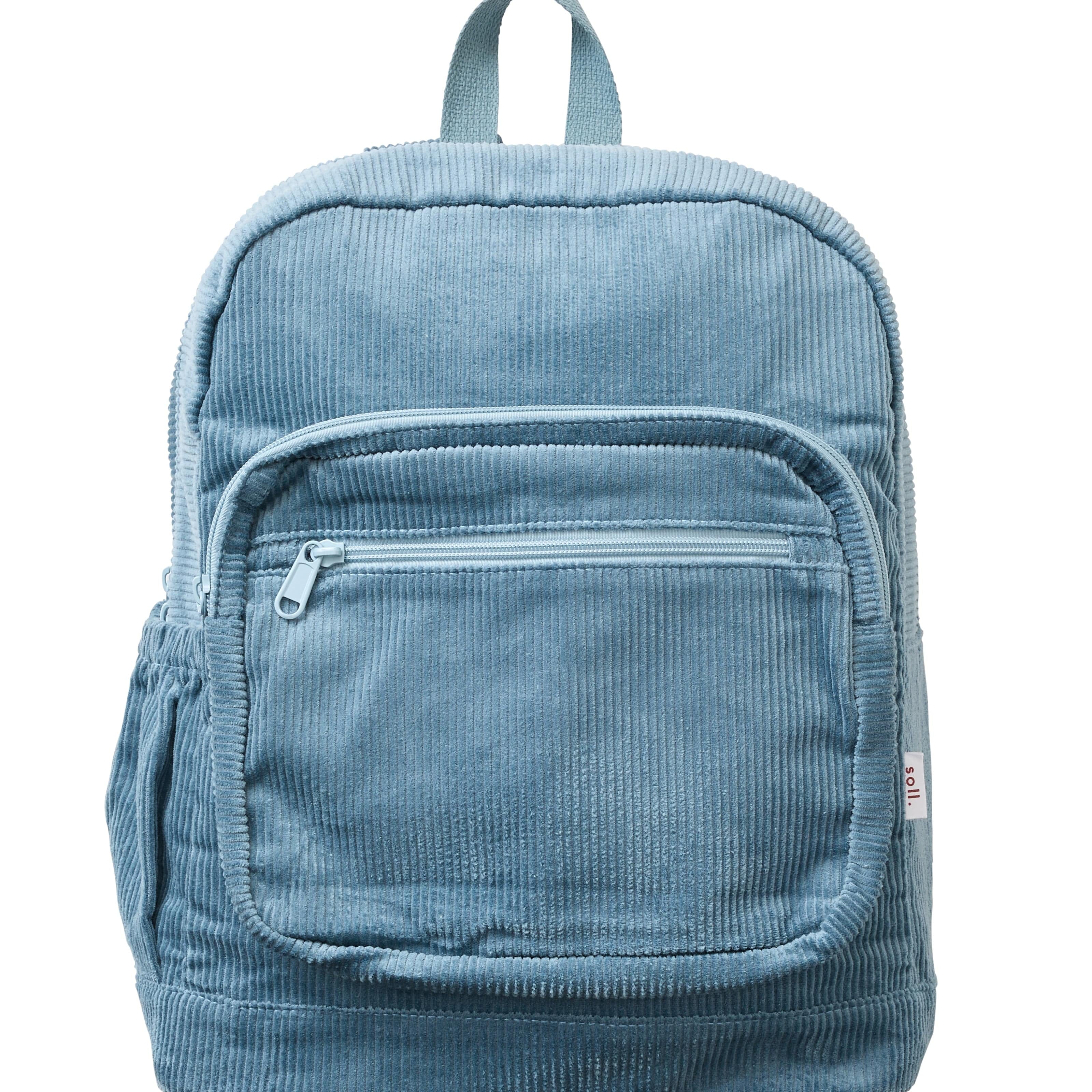 Corduroy Backpack - Blue backpack soll. the label