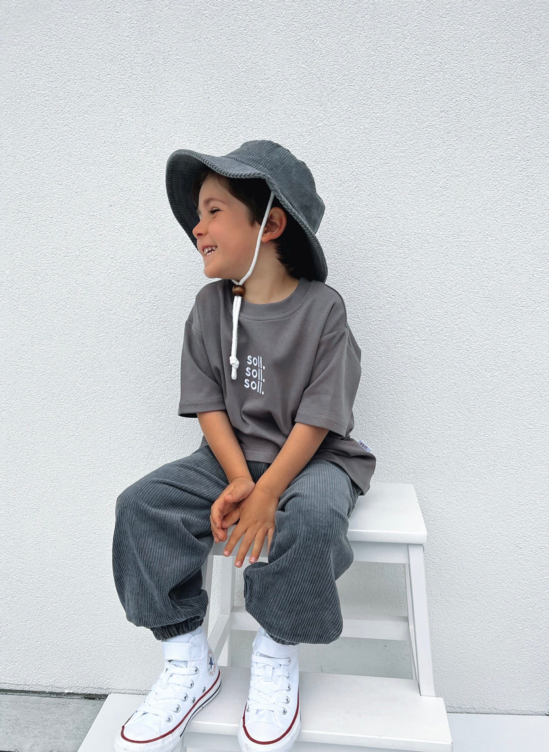 Corduroy Bubble Pants - Charcoal spring soll. the label