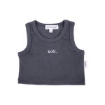 Kids Soll Ribbed Singlet - Charcoal summer 02 collection soll. the label