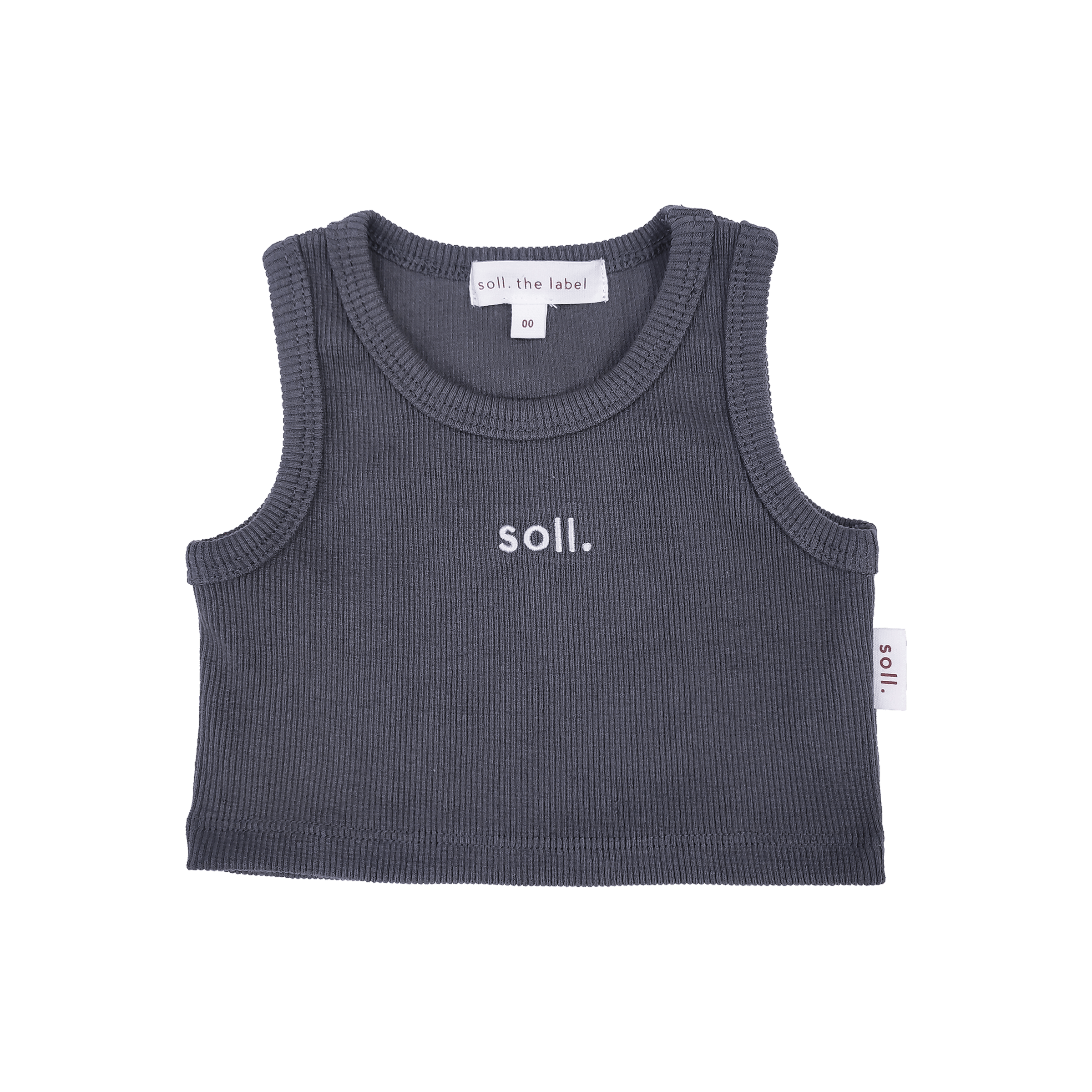 Kids Soll Ribbed Singlet - Charcoal summer 02 collection soll. the label