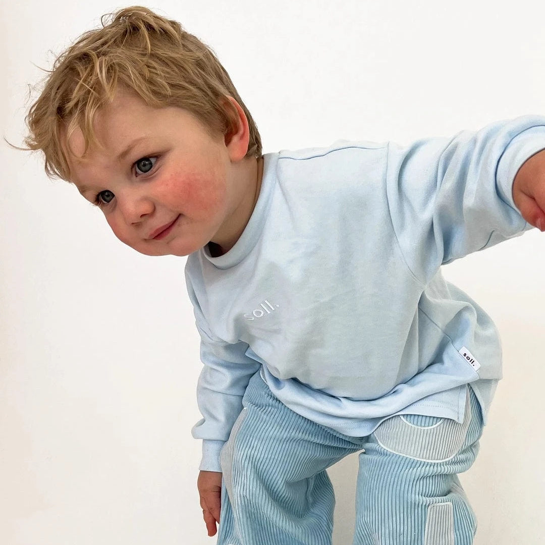 Kids Stretch Cotton Long Sleeve - Blue Comfy Collection 02 soll. the label