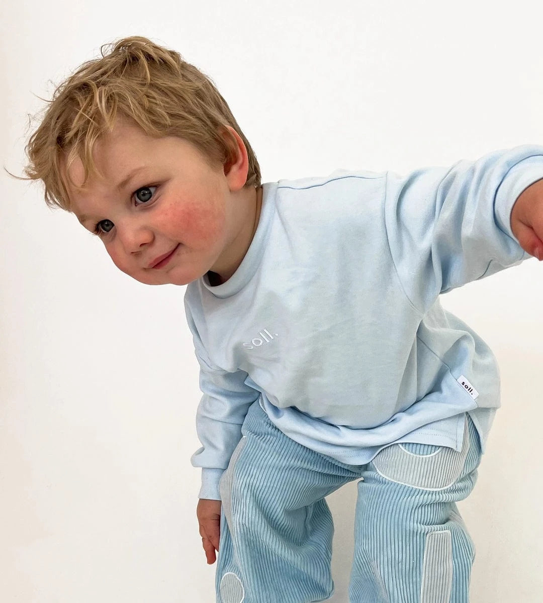 Kids Stretch Cotton Long Sleeve - Blue Comfy Collection 02 soll. the label