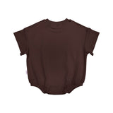 Kids Stretch Cotton Romper - Chocolate Summer 24 soll. the label