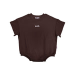 Kids Stretch Cotton Romper - Chocolate Summer 24 soll. the label
