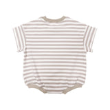 Kids Stretch Cotton Stripe Romper - Oat Summer 24 soll. the label