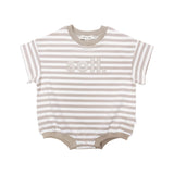 Kids Stretch Cotton Stripe Romper - Oat Summer 24 soll. the label