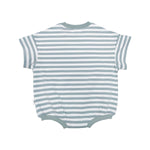 Kids Stretch Cotton Stripe Romper - Sage Summer 24 soll. the label