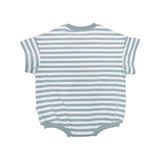 Kids Stretch Cotton Stripe Romper - Sage Summer 24 soll. the label