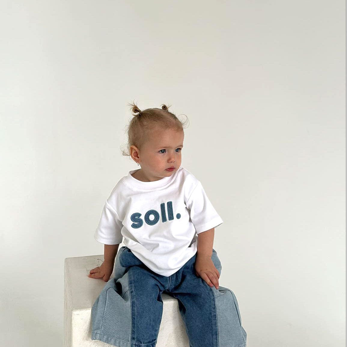 Kids Two-Tone Denim Pants denim soll. the label