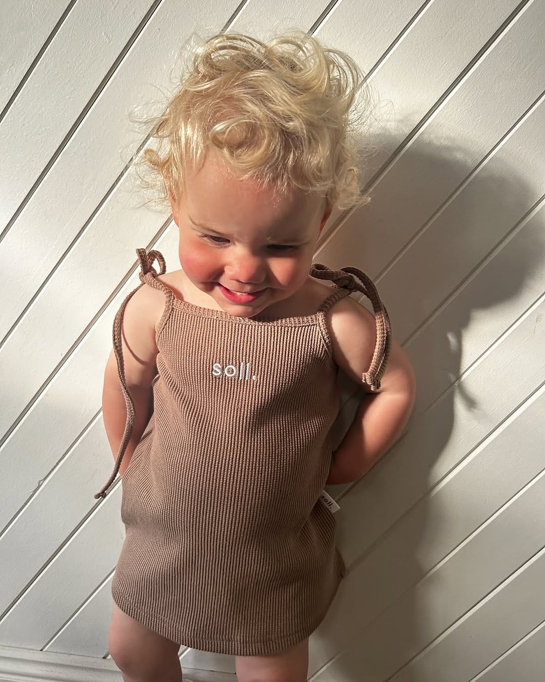 Kids Waffle Dress - Latte Summer 24 soll. the label
