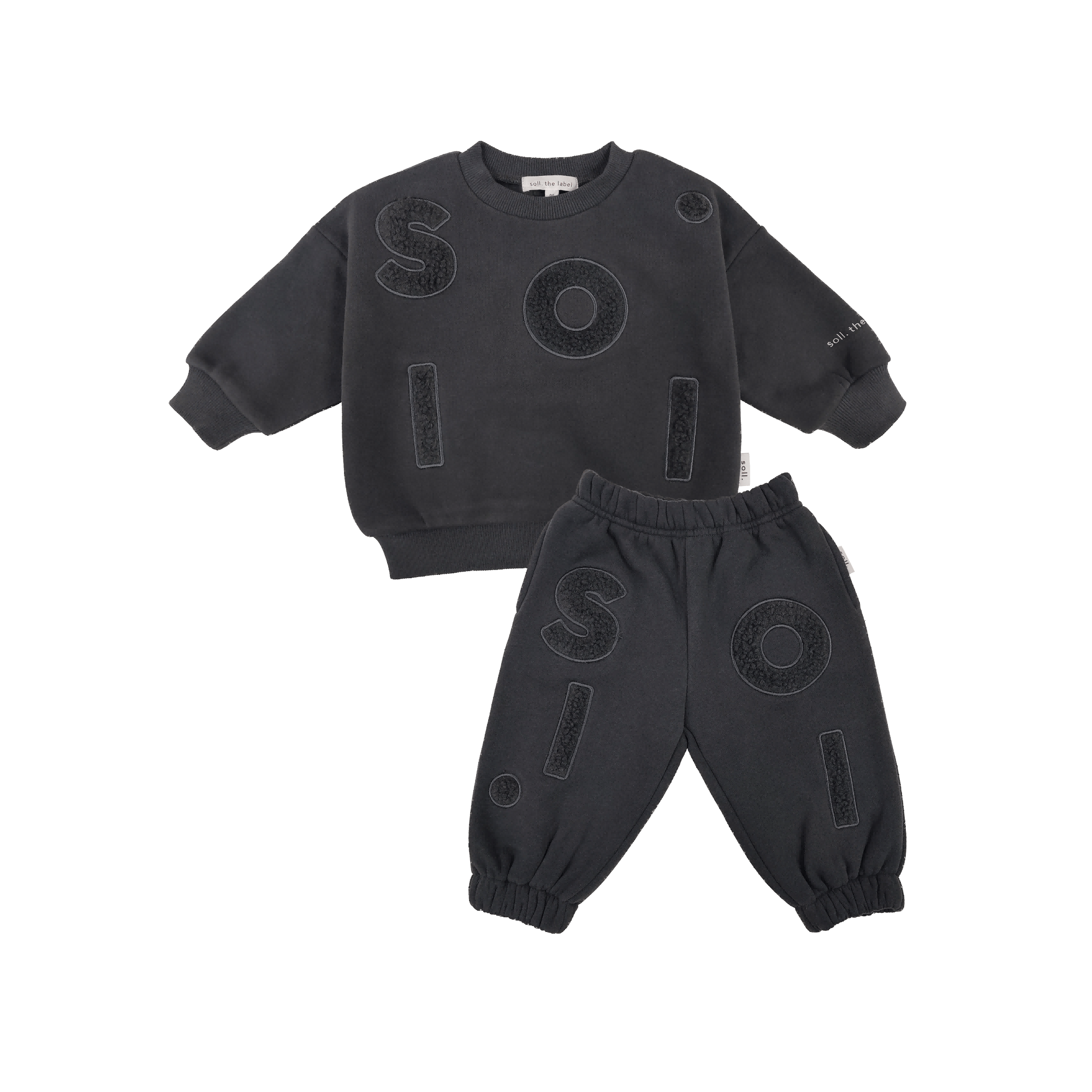 Kids Wooley Fleece Set - Charcoal Comfy Collection 01 soll. the label