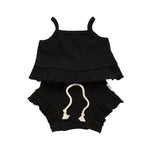 Ribbed Frill Singlet & Short Set - Black Ribbed Range Soll the Label