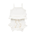 Ribbed Frill Singlet & Short Set- Cream Ribbed Range Soll the Label