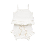 Ribbed Frill Singlet & Short Set- Cream Ribbed Range Soll the Label