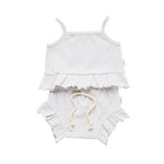 Ribbed Frill Singlet & Short Set - Marle Grey Ribbed Range Soll the Label