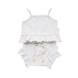 Ribbed Frill Singlet & Short Set - Marle Grey Ribbed Range Soll the Label