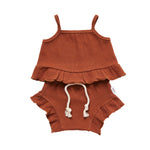 Ribbed Frill Singlet & Short Set - Rust Ribbed Range Soll the Label