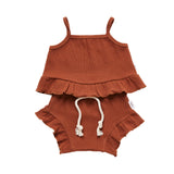 Ribbed Frill Singlet & Short Set - Rust Ribbed Range Soll the Label