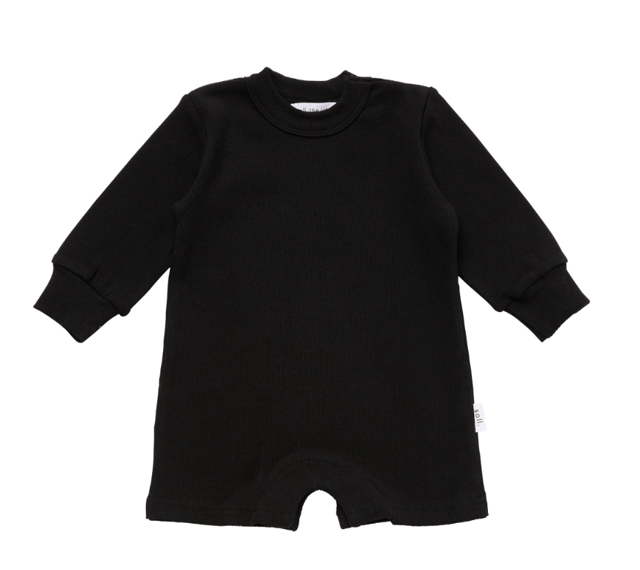 Ribbed Long Sleeve Romper - Black Ribbed Range Soll the Label