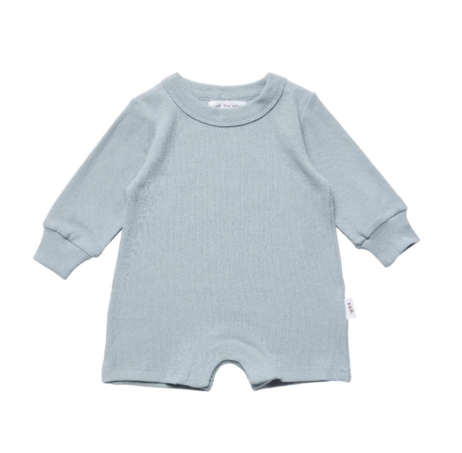 Ribbed Long Sleeve Romper - Blue Ribbed Range Soll the Label