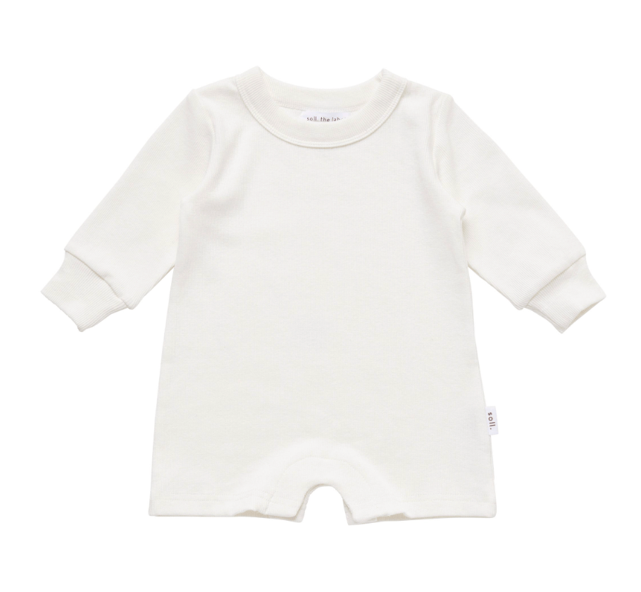 Ribbed Long Sleeve Romper - Cream Ribbed Range Soll the Label